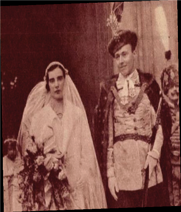 Gschwindt Edit férjével, Gróf Hadik Antallal az esküvőjük napján